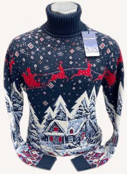 Pulltonic из шерсти и кашемира "Новогодняя фазенда" 50-56 размеры.