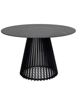 Стол TERNI 120 MATT BLACK MARBLE SOLID CERAMIC Черный мрамор матовый, керамика /Черн.каркас, ®DISAUR
