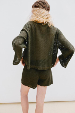 ZARA КОМБИНИРОВАННЫЕ ШОРТЫ КРЮЧКОМ, ХАКИ