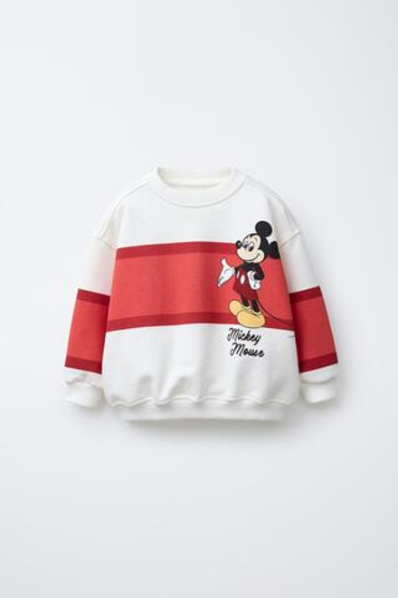 ZARA ПОЛОСАТАЯ ТОЛСТОВКА «МИККИ-МАУС» © DISNEY, БЕЛЫЙ/КРАСНЫЙ