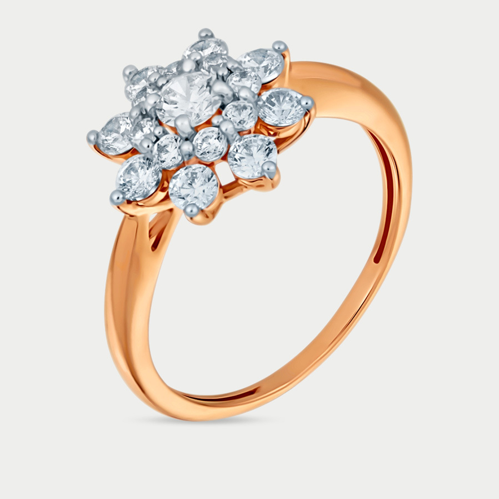 Кольцо женское из красного золота 585 пробы с фианитами (арт. 002351-1102)