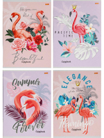 Тетрадь А5 96л. клет. "Грациозные Фламинго" (Проф-Пресс)