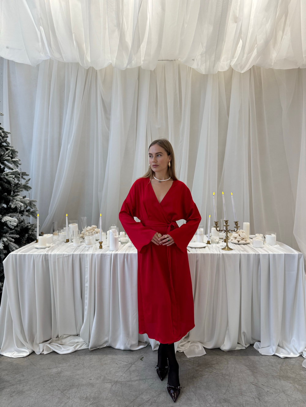 Платье Кимоно алый