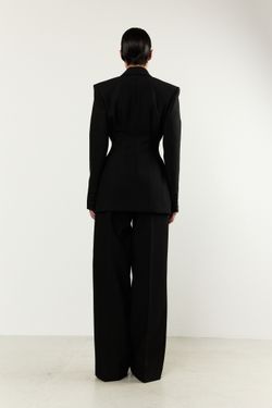 Брюки-палаццо черные из плотной вискозы