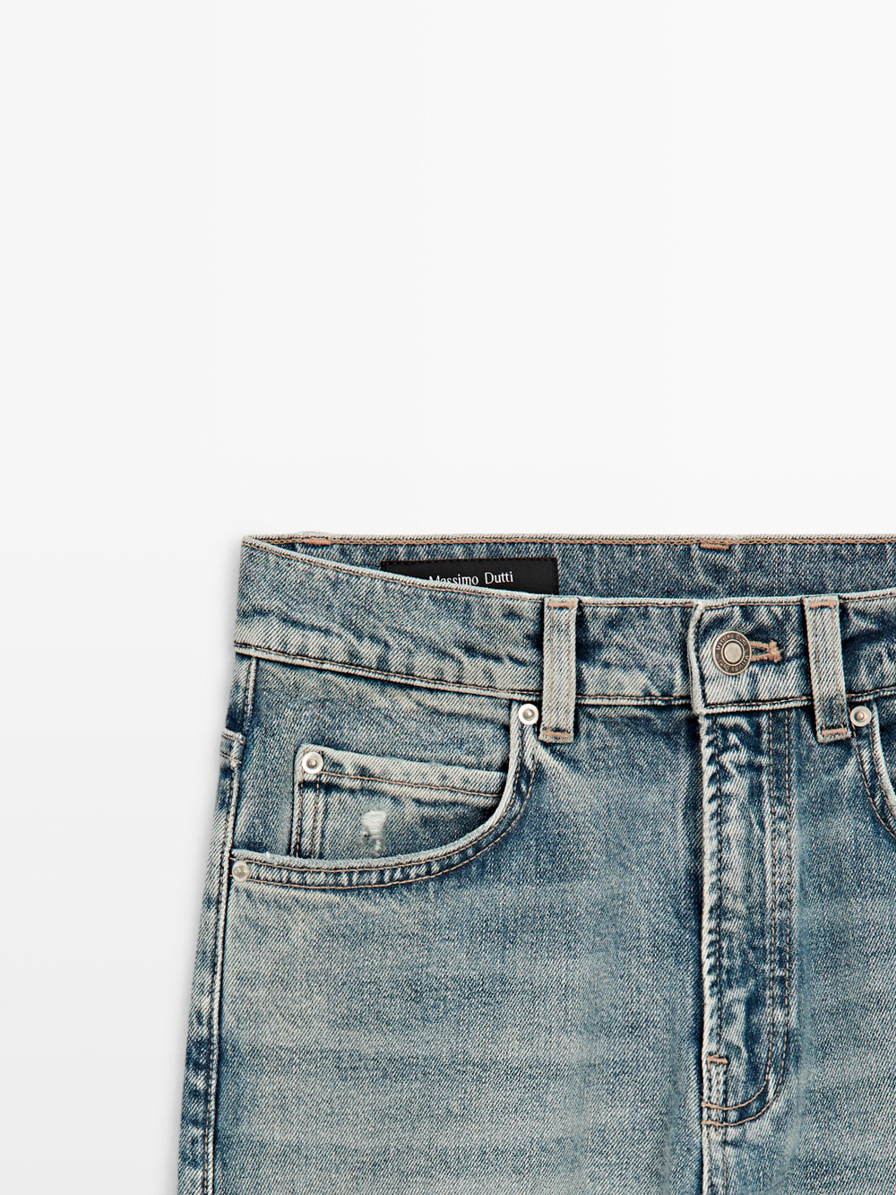 Massimo Dutti Джинсы прямого кроя со средней посадкой, светло-голубой