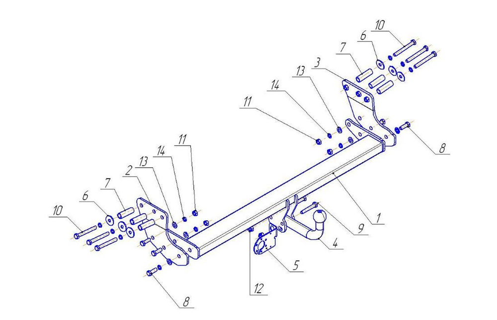 Фаркоп для Volvo XC90 2003-2014 Тип шара: A. Нагрузки: 1500/75 кг, VL 01