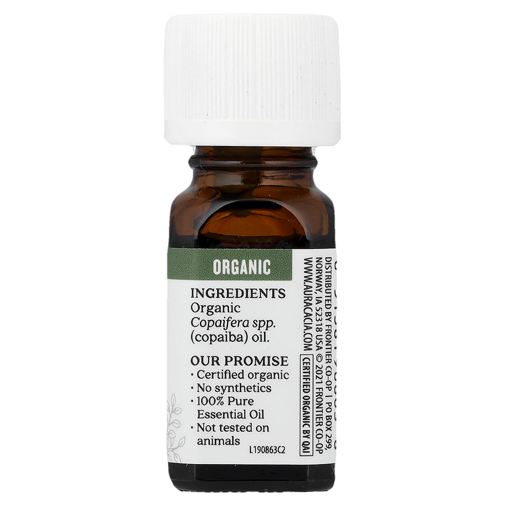 Aura Cacia, чистое эфирное масло, органический копайба, 7,4 мл (0,25 жидк. унции)