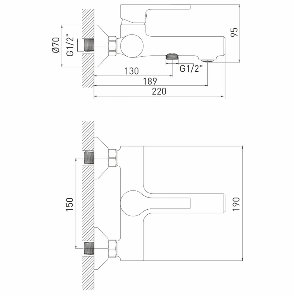Смеситель для ванны 35k MIXLINE ML22-01 "Round"