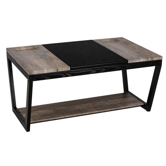 Стол журнальный BeautyStyle 33 дуб крымский состаренный/венге/стекло черное