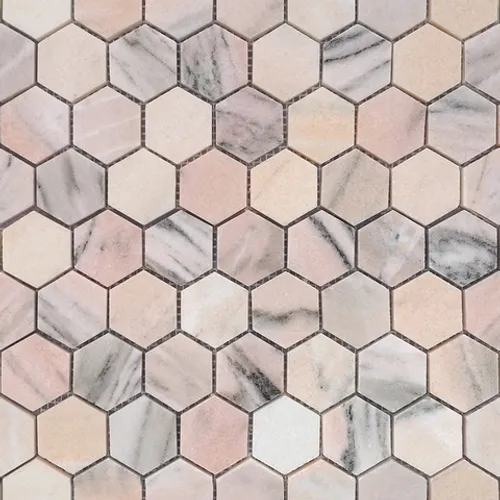 Мозаика из натурального камня Rosa Salmone POL hex 23x40x7 Pietrine Hexagonal розовый