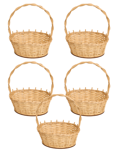 Корзинка овальная подарочная, набор 5 штук, арт. O270P/5, 27х19х10 см, высота с ручкой 34 см