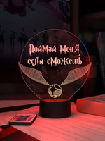 Ночник "Золотой снитч - Поймай меня, если сможешь (Harry Potter) Ваш текст