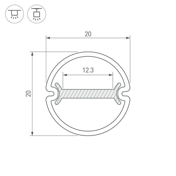 Профиль Arlight ARH-Round-D20-Dual-2000 Anod 039218