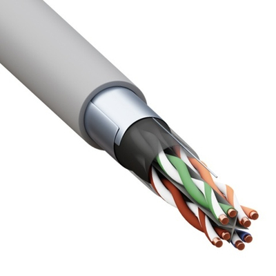 Кабель витая пара экранированный F/UTP 4PR cat 6 23AWG оболочка PVC серая [305м] TERACOM PRO (провод для интернета) TRP-6FTP-04PVC-GY-IN3
