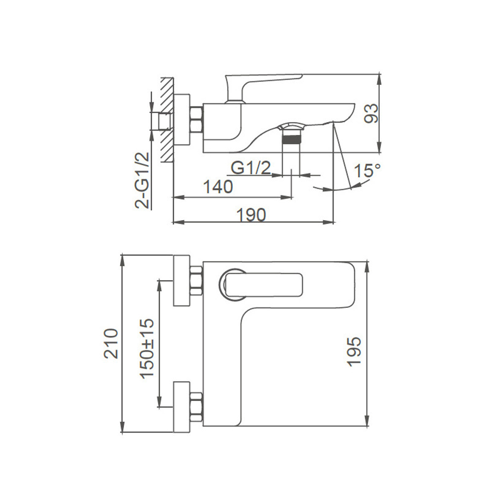 Смеситель для ванны WONZON & WOGHAND SHARK, Хром (WW-483101-CR)
