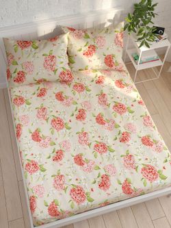 Простынь на резинке Сказка "Гортензия" 180х200 см, перкаль