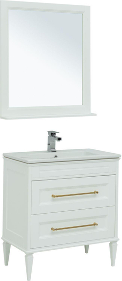 Мебель для ванной Aquanet Бостон М 80 белый (ручки золото, раковина Эйфория)