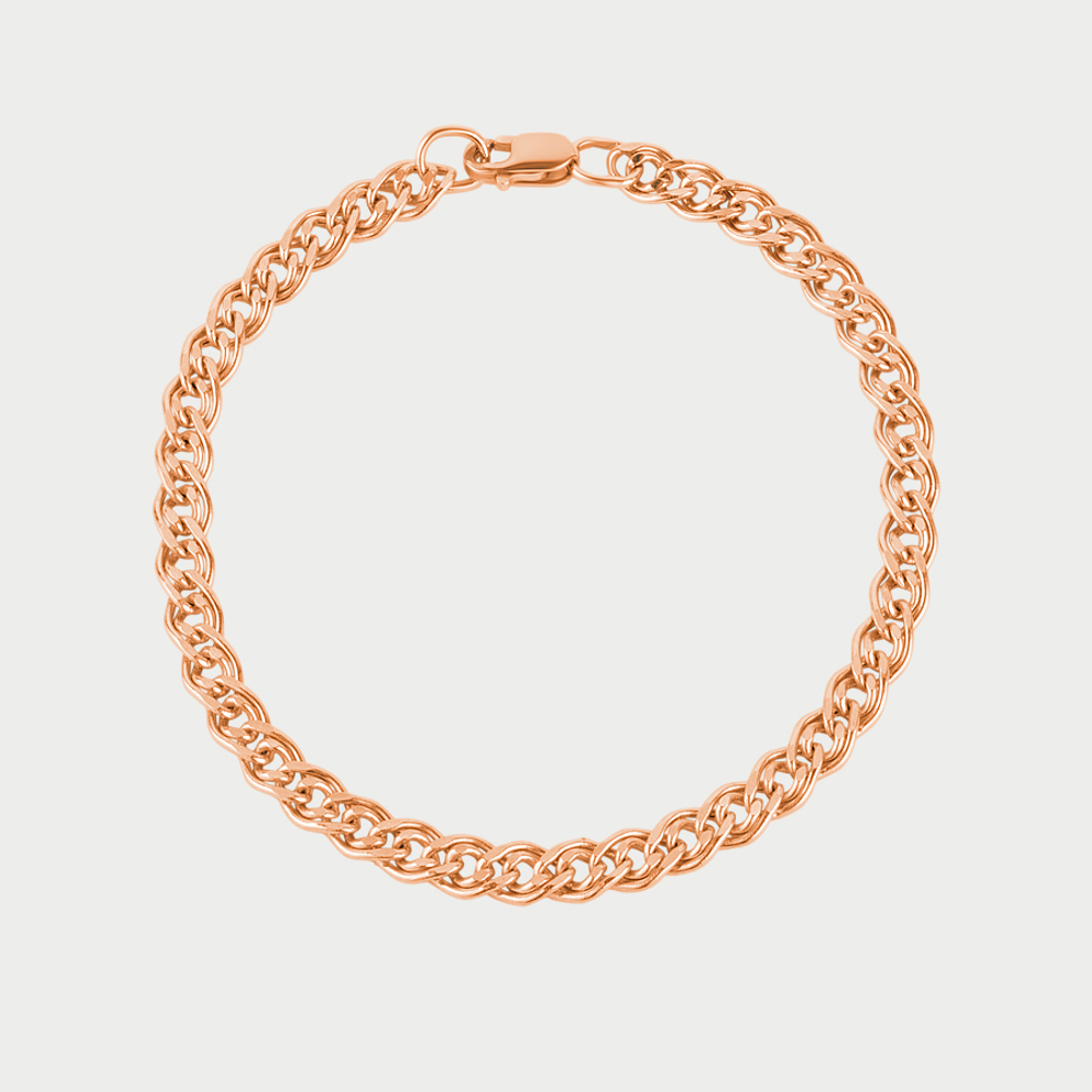 Браслет пустотелый цепной для женщин из розового золота 585 пробы с плетением "Нонна"  (арт. НБ 12-200ПГ 0.80)