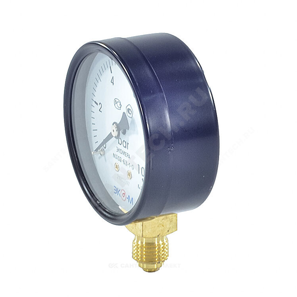Манометр МД02 радиальный Дк63мм 0-0,6 МПа кл.2,5 G1/4" ЭКОМЕРА МД02-63-G-0,6МПа-РИ