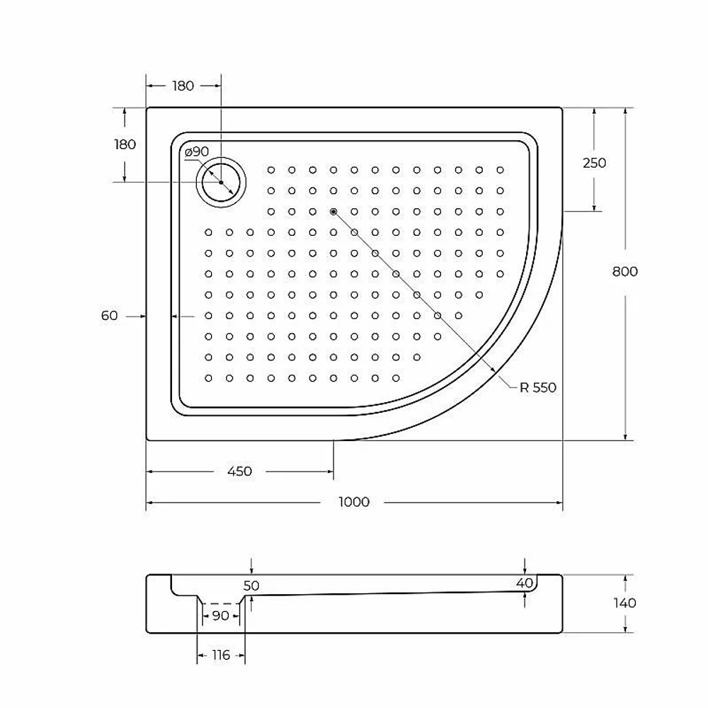 Душевой поддон Cezares TRAY-A-RH 100x80