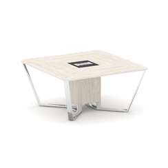 Steel Meet Стол переговорный квадратный MMK-PR.B.SP-08 Денвер Светлый/Графит Глянец/Нержавеющая Стал