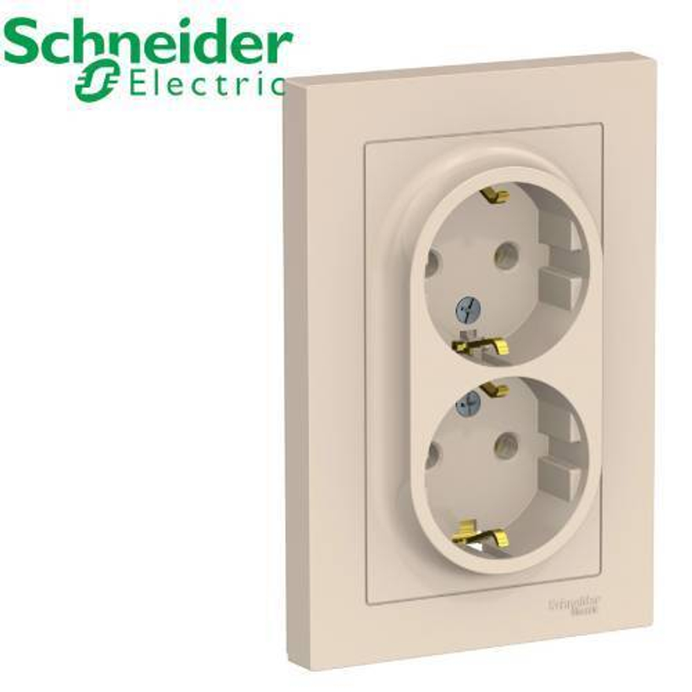 Розетка 2-я с/з (бежевый) AtlasDesign Schneider ATN000224