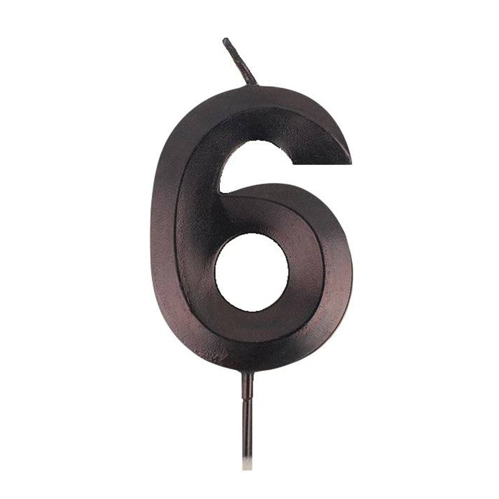 Свечи-цифры на торт в черном цвете 10,5 см с держателем