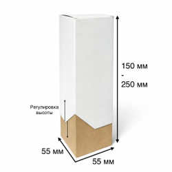 К: Коробка №6 составная 5,5*5,5*15/25 см ТК 310 Крафт Низ Белый верх