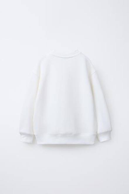 ZARA ТОЛСТОВКА С НАДПИСЬЮ, ЖЕЛТОВАТО-БЕЛЫЙ