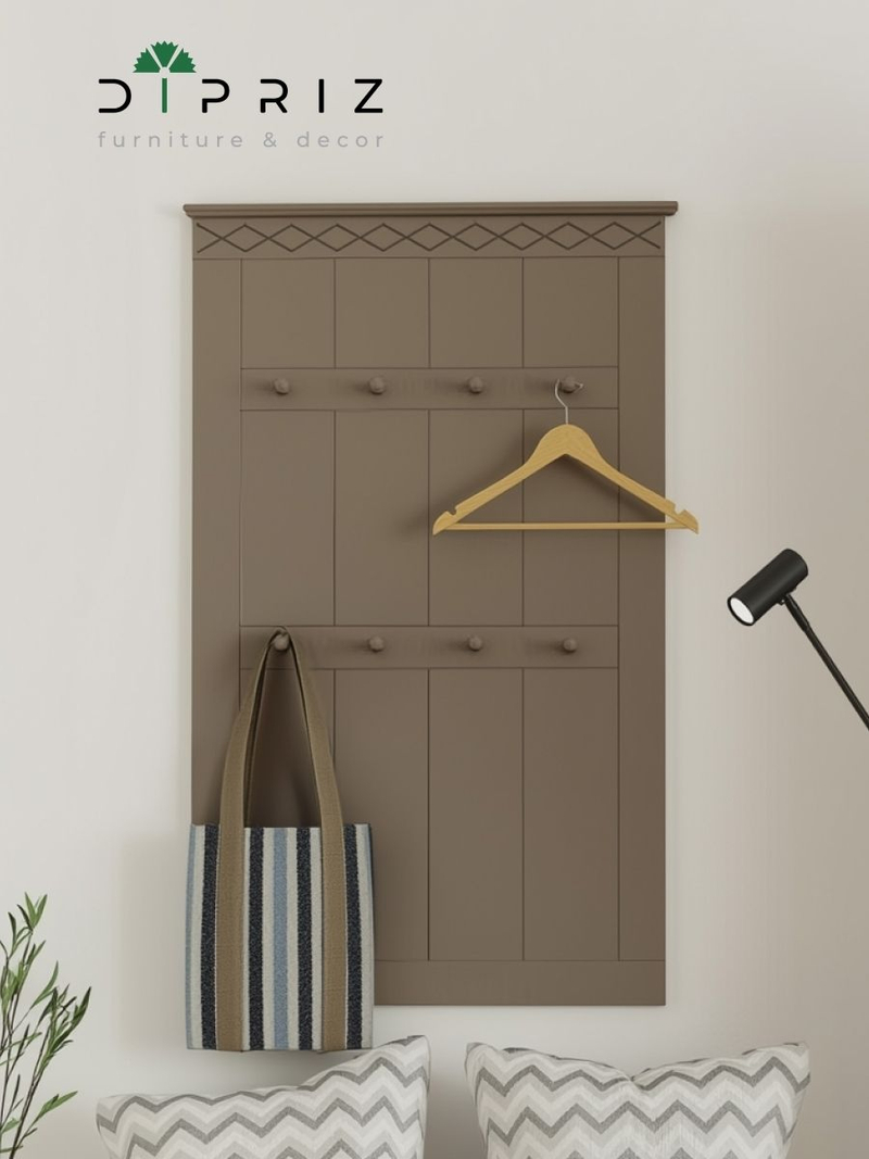 Вешалка настенная, 63х108, Индра, для одежды, в прихожую, МДФ, серый, Dipriz