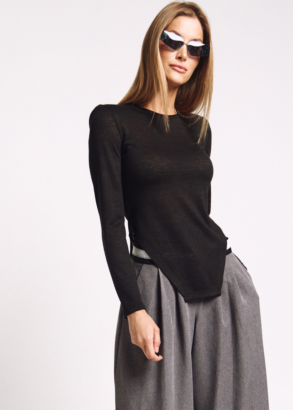 Лонгслив фигурный 1256 черный