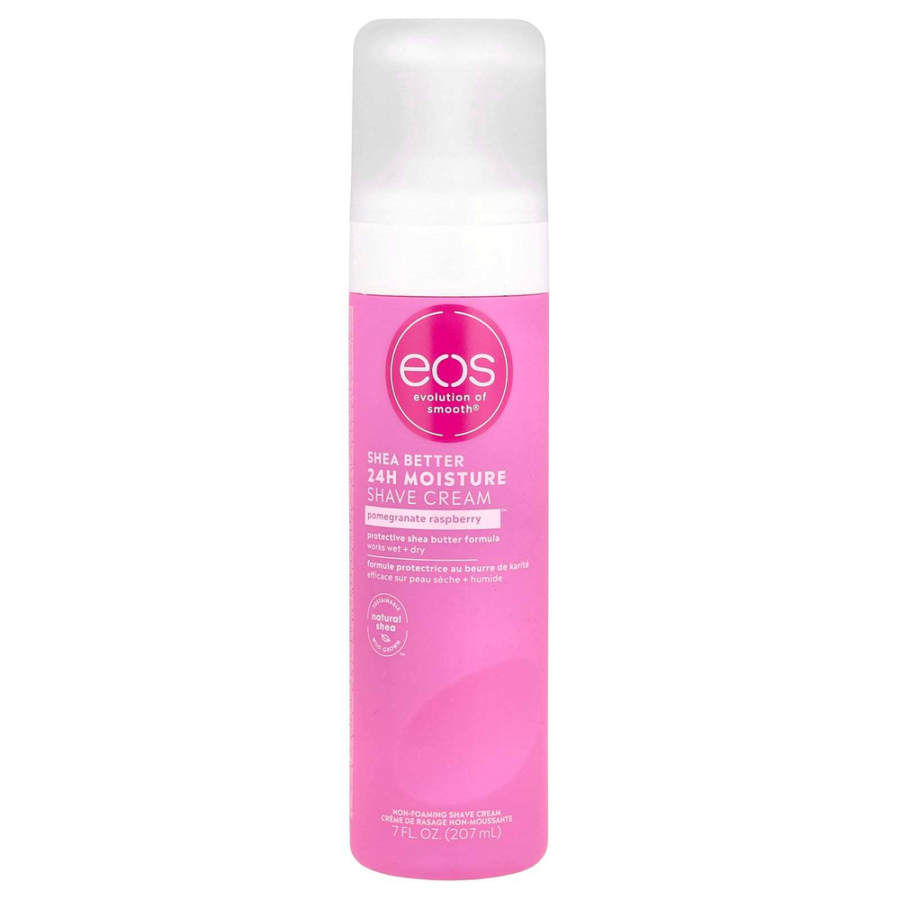 EOS, Shea Better ™, увлажняющий крем для бритья на 24 часа, гранат и малина, 207 мл (7 жидк. Унций)