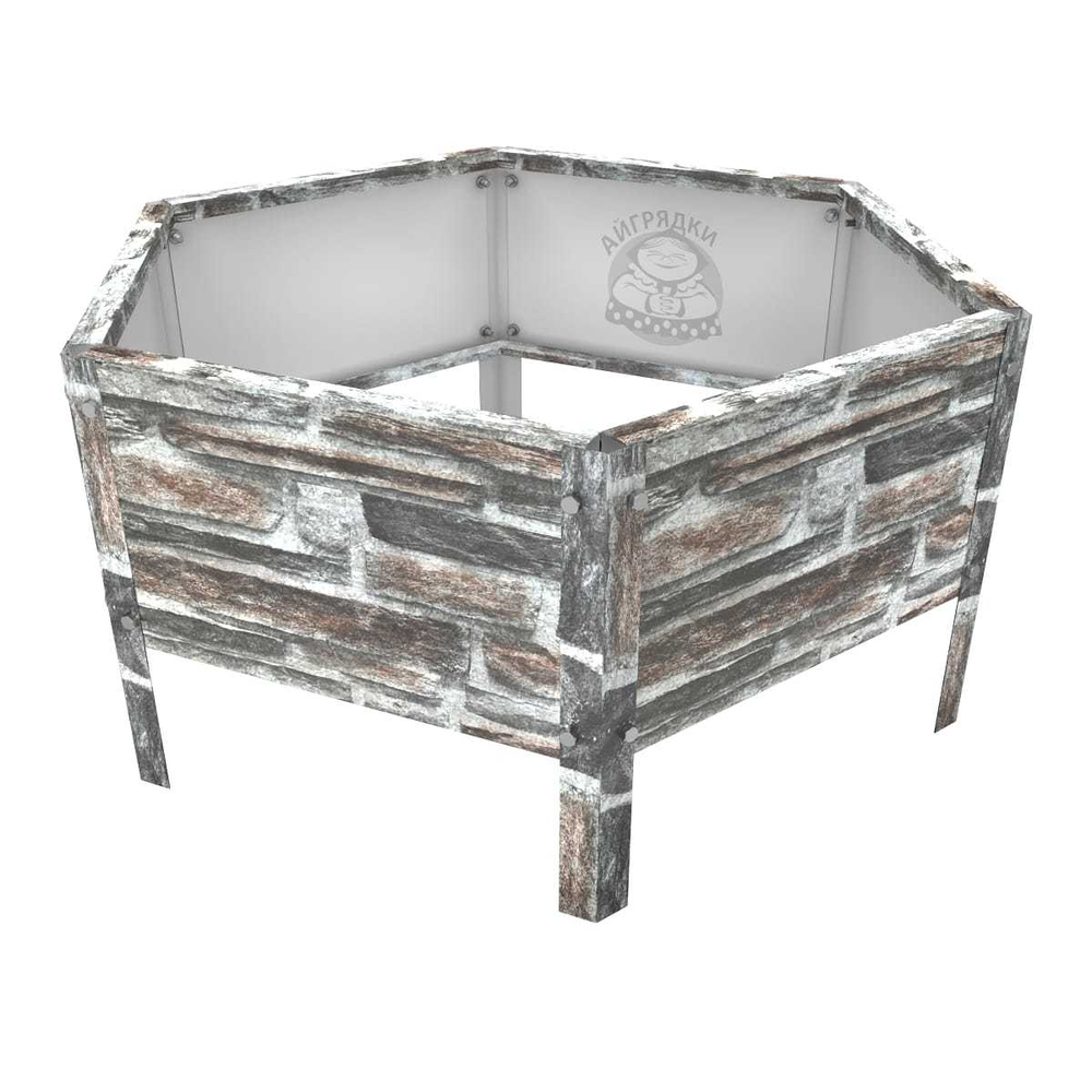 Клумба многоугольная оцинкованная с ножками 1 ярус Камень песчаник