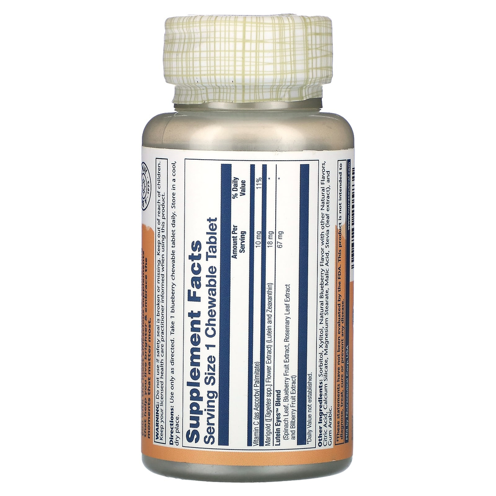 Solaray, Lutein Eyes 18, натуральная голубика, 30 жевательных таблеток