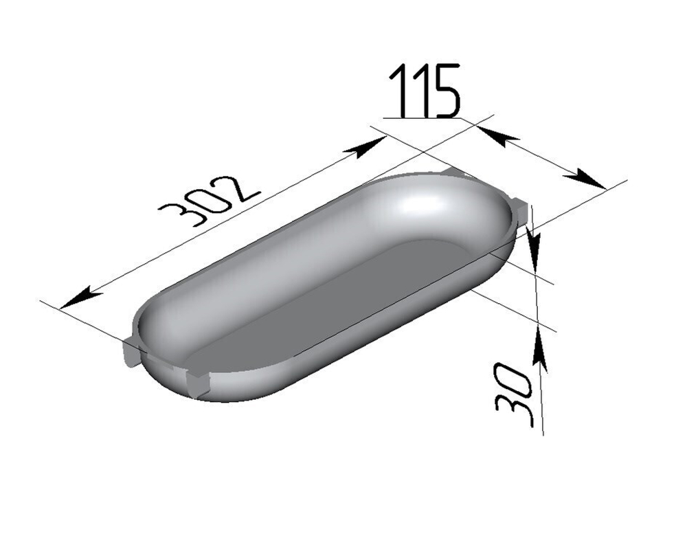 Батонница овальная 300х115х30 мм