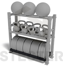 Стеллажная полка для дисков штанги с разделительными колышками (L1100 мм)