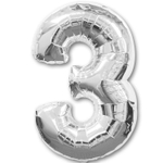 Шар фольгированный Цифра 3 87 см (Серебряный)