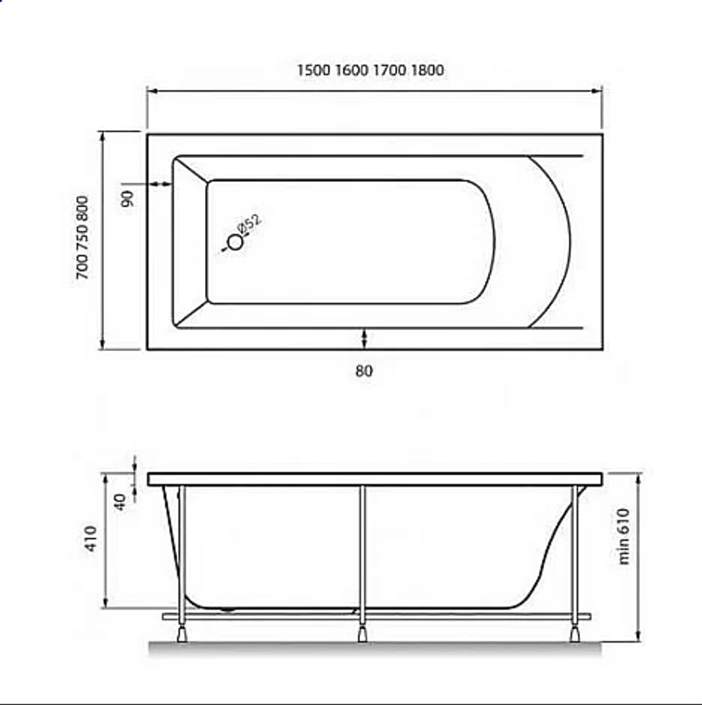 Ванна акриловая Vayer Savero 150x70