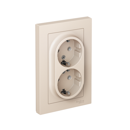 Розетка 2-м СП AtlasDesign 16А IP20 с заземл. в сборе беж. SE ATN000224
