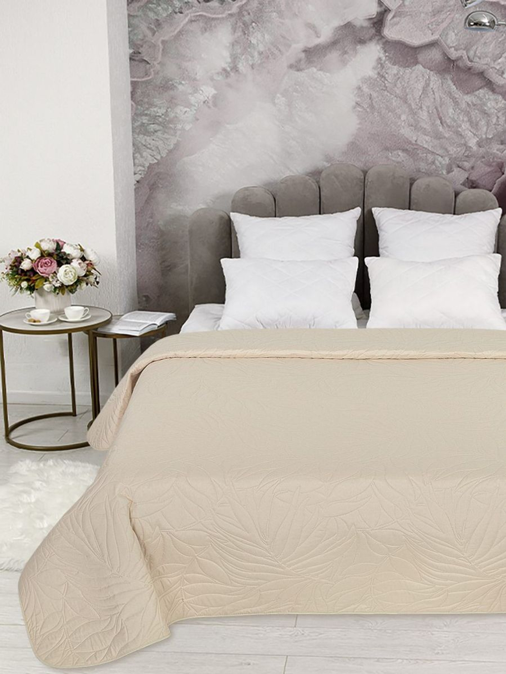 Покрывало на кровать, стеганое, поплин с размерами 215х220