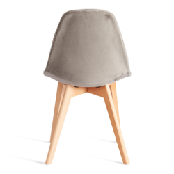 Стул CINDY SOFT (mod. C1021F1-1) велюр/дерево бук, 55 х 48 х 83 см, Светло-серый HLR39 / натуральный (Комплект из 4 шт.)
