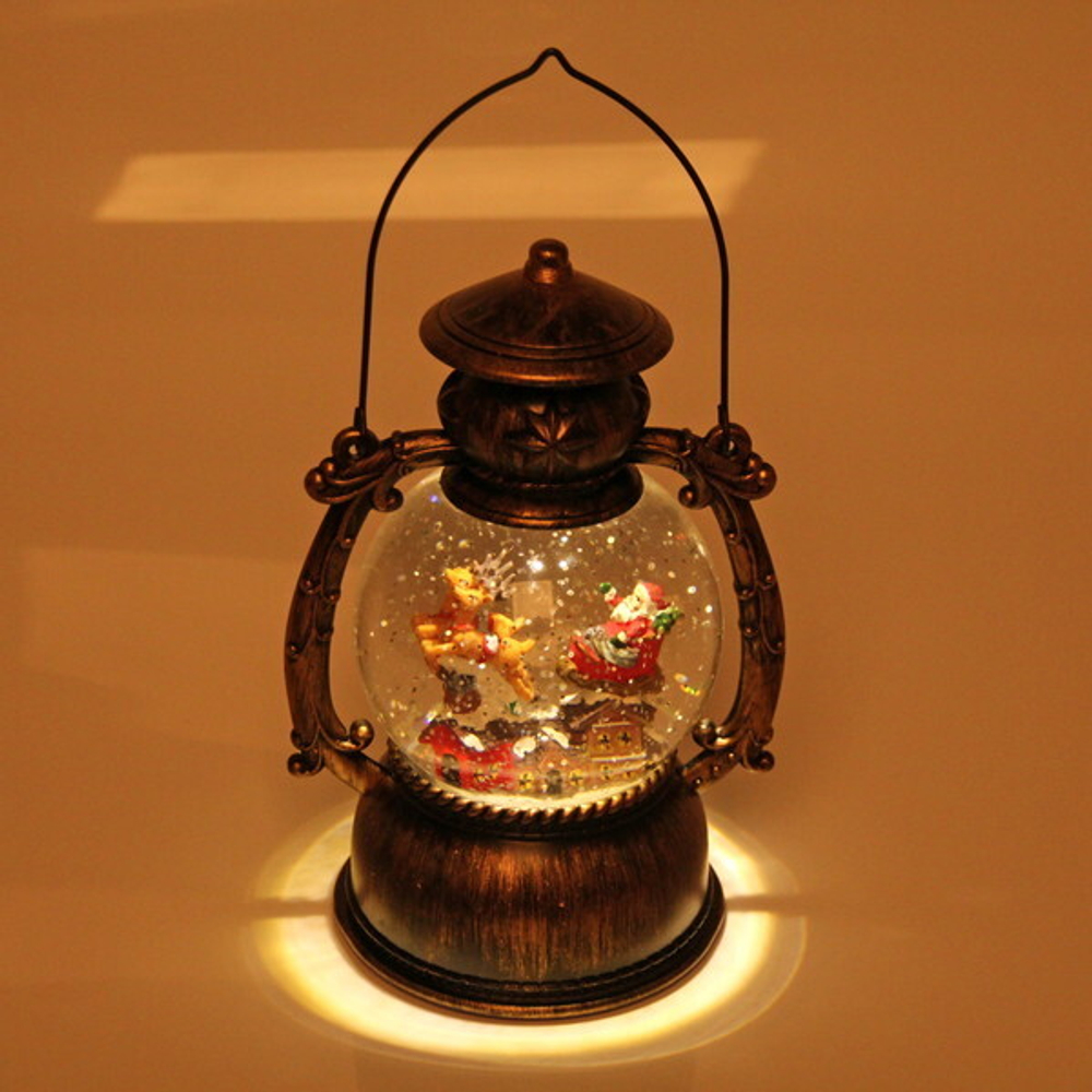 Сувенир с подсветкой Christmas «Лампа Дед Мороз с санями» 20 см