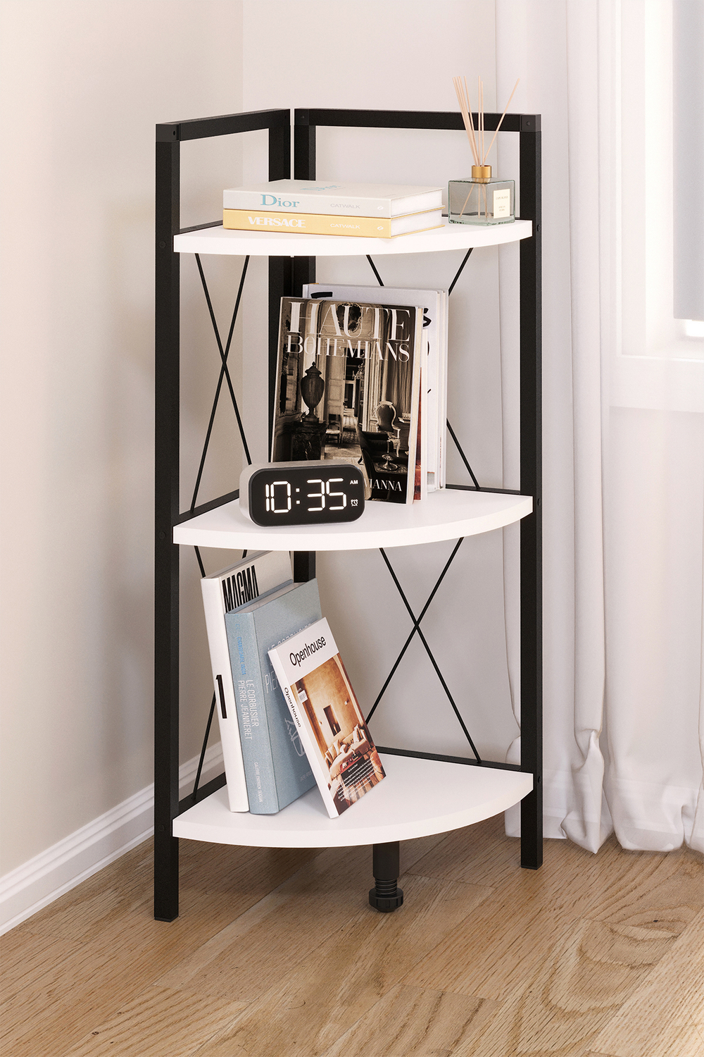 Угловой стеллаж 90х35 - белая