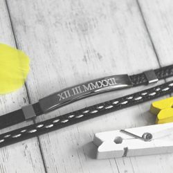 Тонкий двойной браслет с гравировкой на заказ