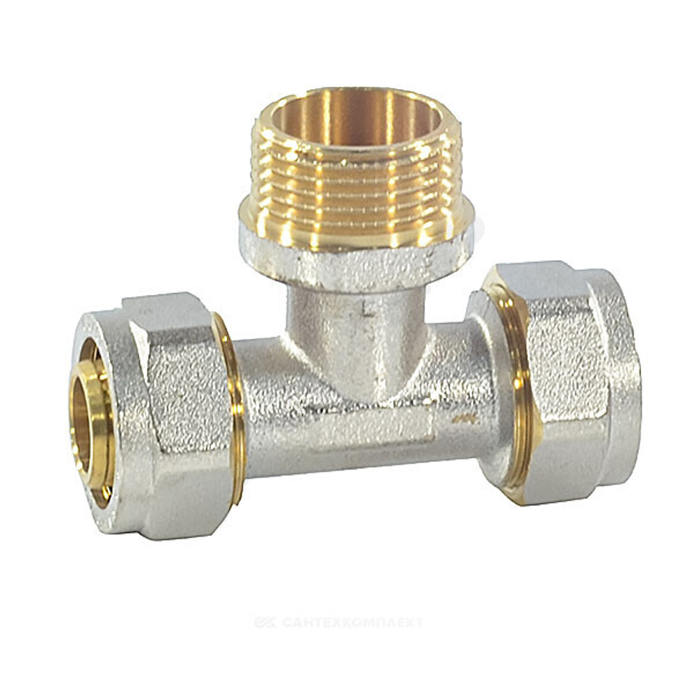 Тройник МП латунь никель обжим Дн 20х3/4"х20 НР ГОСТ 32415-2013 7014 Aquasfera 7014-02