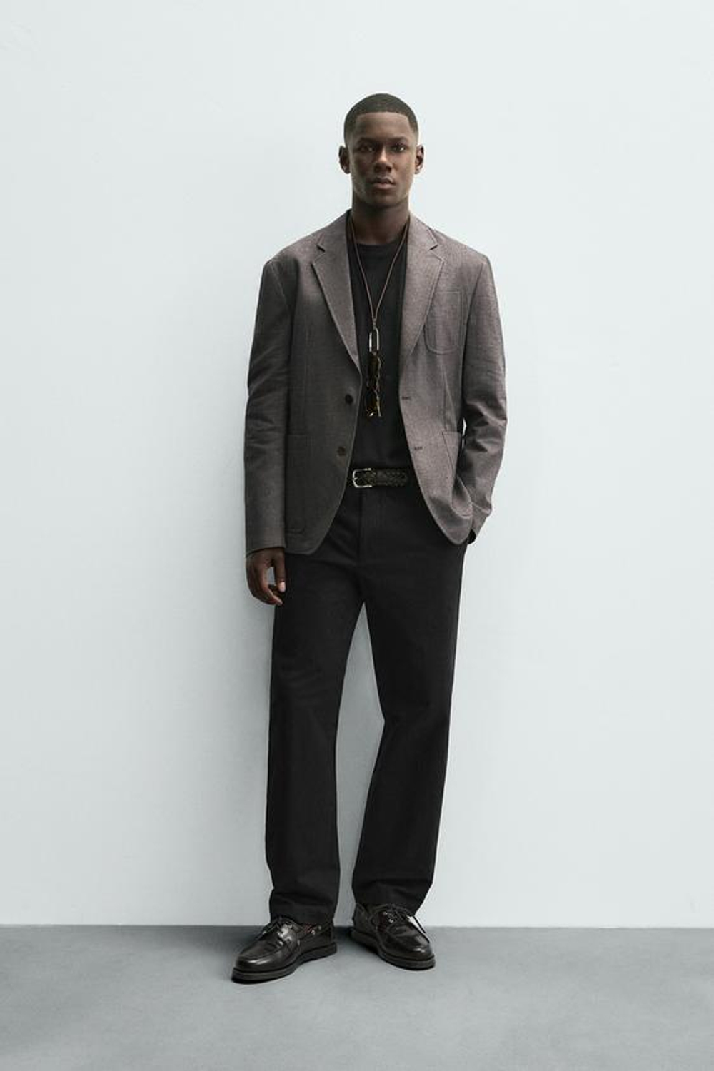 ZARA БРЮКИ ЧИНОС STRAIGHT FIT, ЧЕРНЫЙ