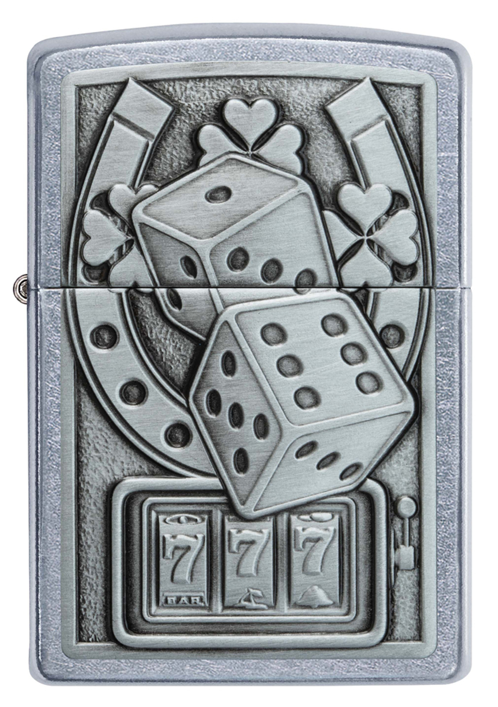 Зажигалка Zippo Lucky 7 с покрытием Street Chrome, латунь/сталь, серебристая, 38x13x57 мм