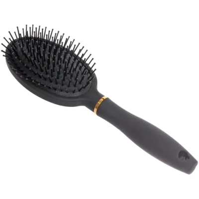 Расческа массажная «СЕКРЕТ ТВОЕЙ КРАСОТЫ», овал, цвет черный, матовое покрытие, 6,8*24.5см