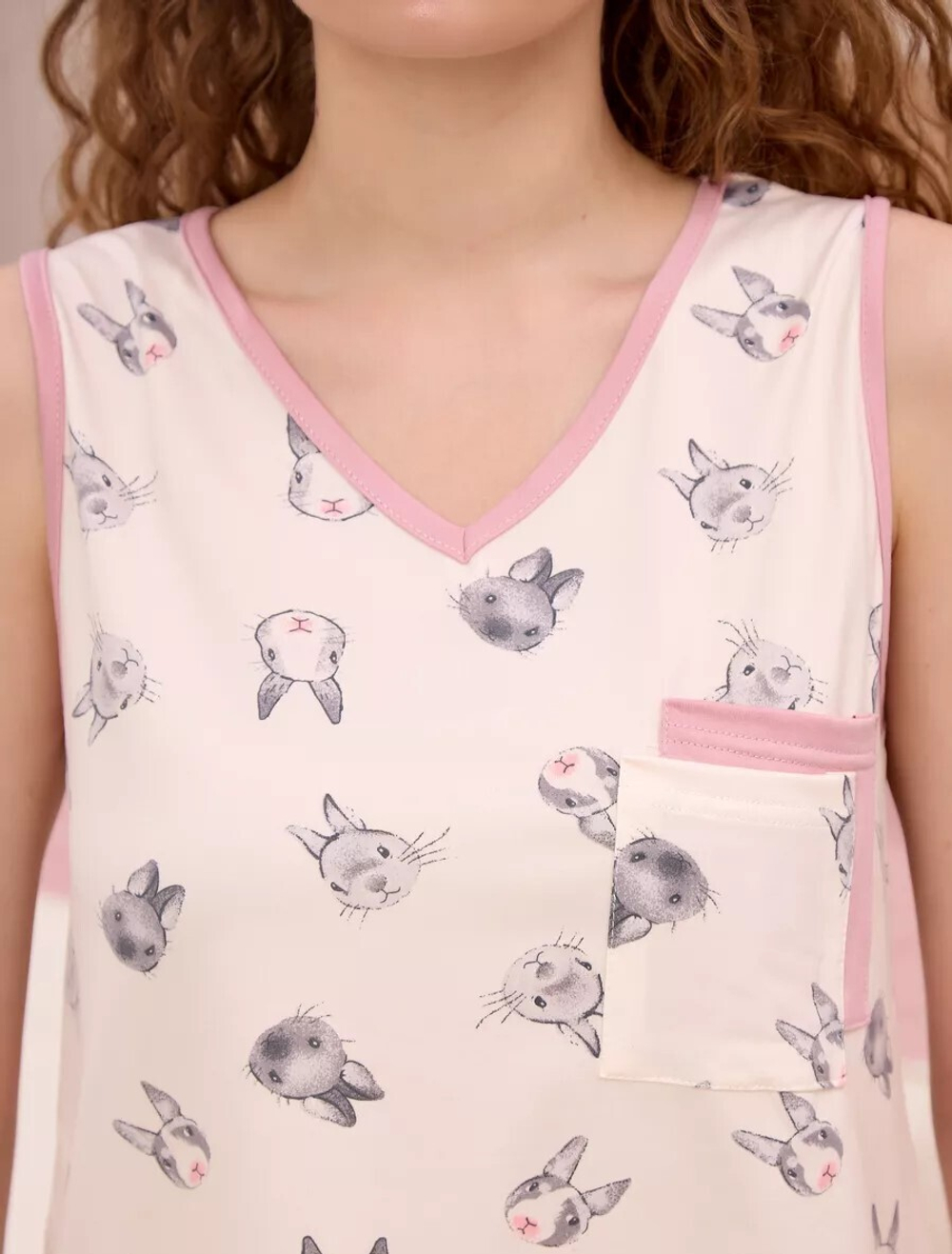 Пижама шорты+майка зайчики 2063