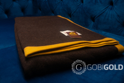 Одеяло тканое шерстяное из яка (Монголия) 150х200 см. - коричневое-серое (2-х стороннее)